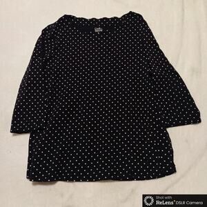 Women's Croft & Barrow Scalloped Boatneck Navy and White Shirt Size 2XL